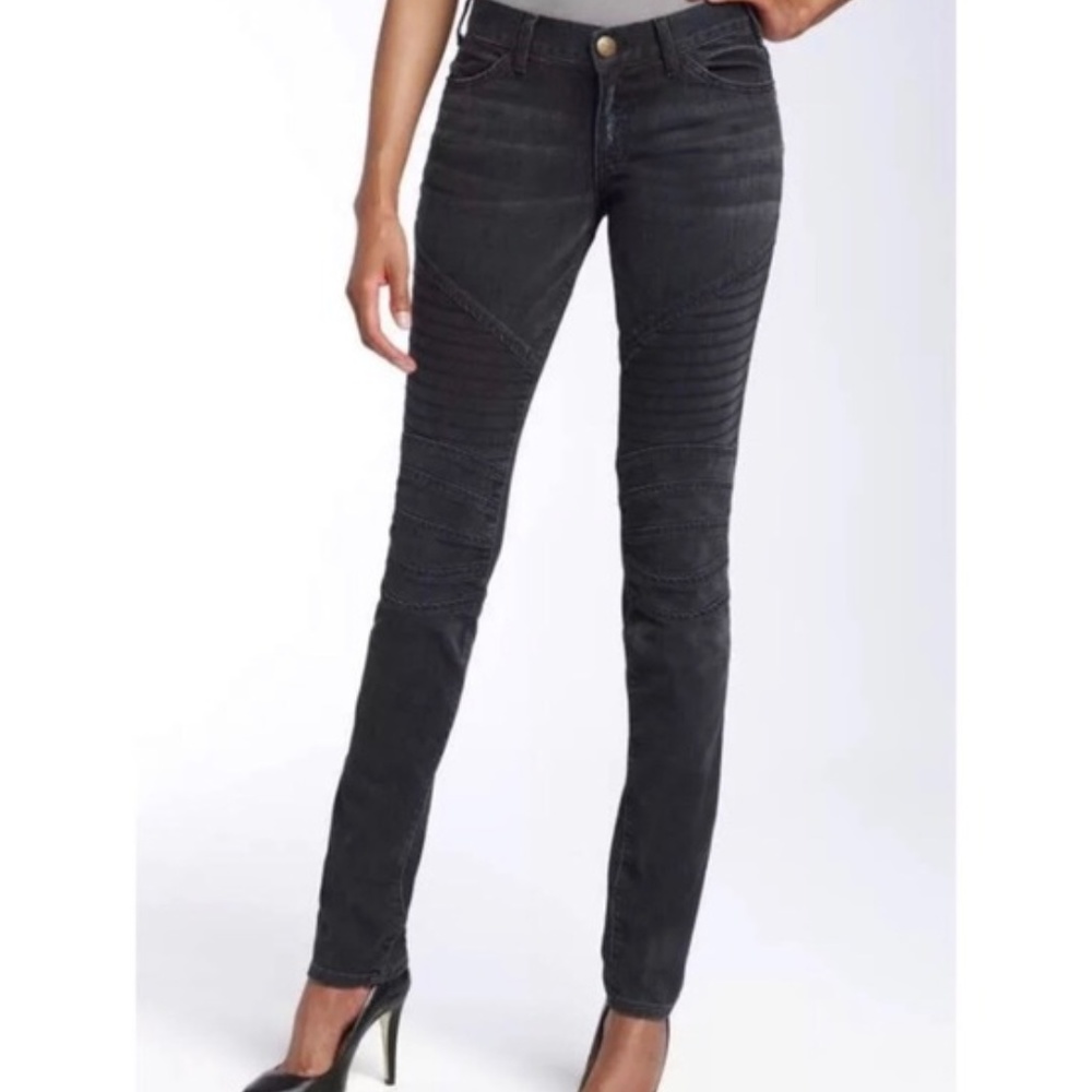 Current/Elliot Moto Skinny Black Night Wash Jeans